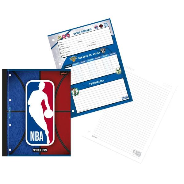 Caderno universitário wireless com folhas coladas, 1x1, 80 folhas, NBA, 2374157, Spiral Nba - PT 1 UN