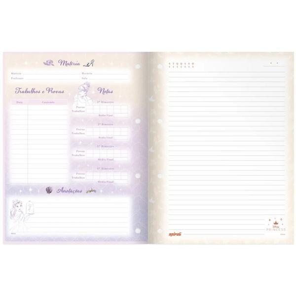 Caderno Universitário Wireless Com Folhas Coladas, 1x1, 80 Folhas, Disney Princesas, 2334847, Spiral Pn - PT 1 UN