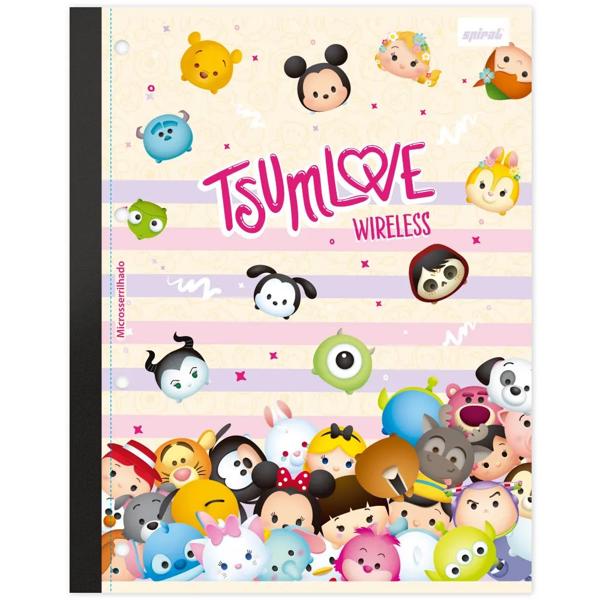 Caderno universitário wireless com folhas coladas, 1x1, 80 folhas, Tsum Tsum, 2374294, Spiral Tsum - PT 1 UN