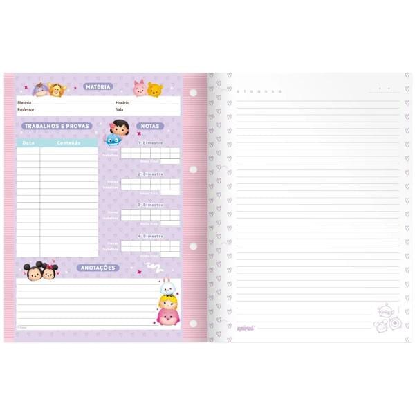 Caderno universitário wireless com folhas coladas, 1x1, 80 folhas, Tsum Tsum, 2374294, Spiral Tsum - PT 1 UN