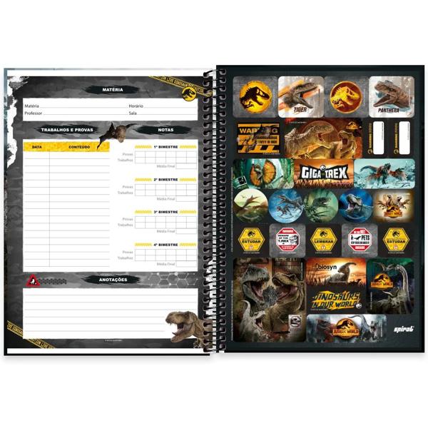 Caderno universitário capa dura, 1x1 80 folhas, Jurassic World, 2371736, Spiral Jw - PT 1 UN