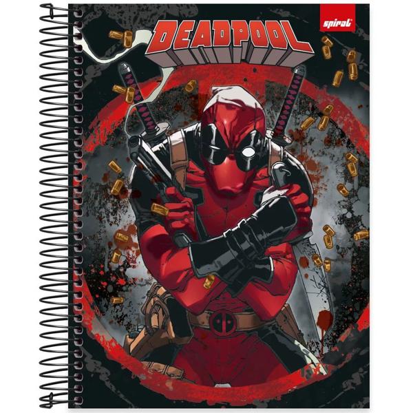 Caderno universitário capa dura, 15x1, 240 folhas, Deadpool, 2333345, Spiral Dea - PT 1 UN