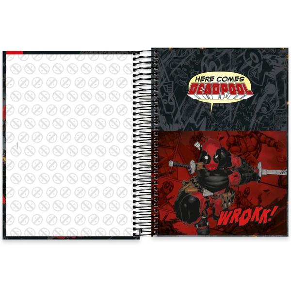 Caderno universitário capa dura, 15x1, 240 folhas, Deadpool, 2333345, Spiral Dea - PT 1 UN