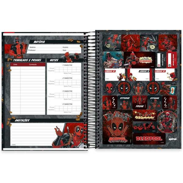 Caderno universitário capa dura, 15x1, 240 folhas, Deadpool, 2333345, Spiral Dea - PT 1 UN