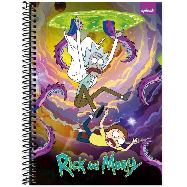 Caderno universitário capa dura, 1x1 80 folhas, Rick & Morty, 2332591, Spiral Rem - PT 1 UN