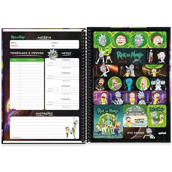 Caderno universitário capa dura, 1x1 80 folhas, Rick & Morty, 2332591, Spiral Rem - PT 1 UN