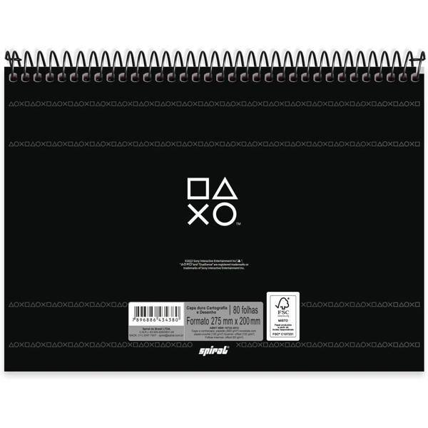 Caderno cartografia e desenho capa dura espiral superior 80 folhas Playstation, Spiral, 2334380- PT 1 UN