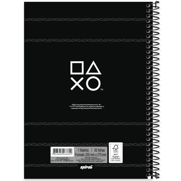 Caderno universitário capa dura, 1x1, 80 folhas, Playstation, 2366602, Spiral Ps - PT 1 UN