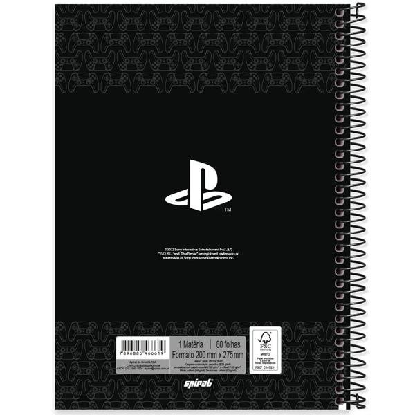 Caderno universitário capa dura, 1x1, 80 folhas, Playstation, 2366619, Spiral Ps - PT 1 UN