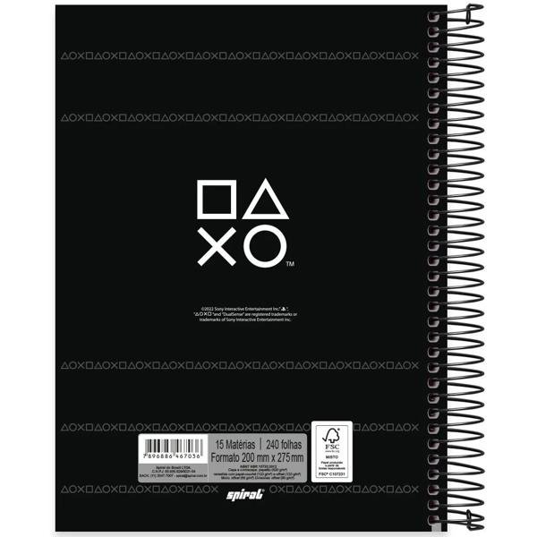 Caderno universitário capa dura, 15x1, 240 folhas, Playstation, 2367036, Spiral Ps - PT 1 UN