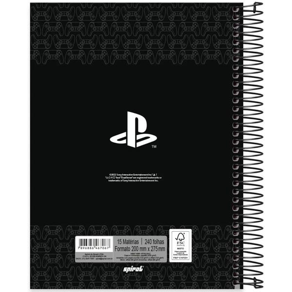 Caderno universitário capa dura, 15x1, 240 folhas, Playstation, 2367067, Spiral Ps - PT 1 UN