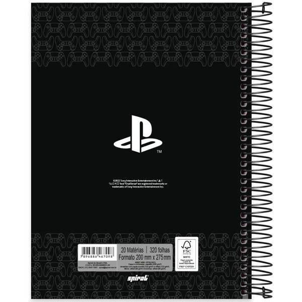 Caderno universitário capa dura, 20x1, 320 folhas, Playstation, 2367098, Spiral Ps - PT 1 UN