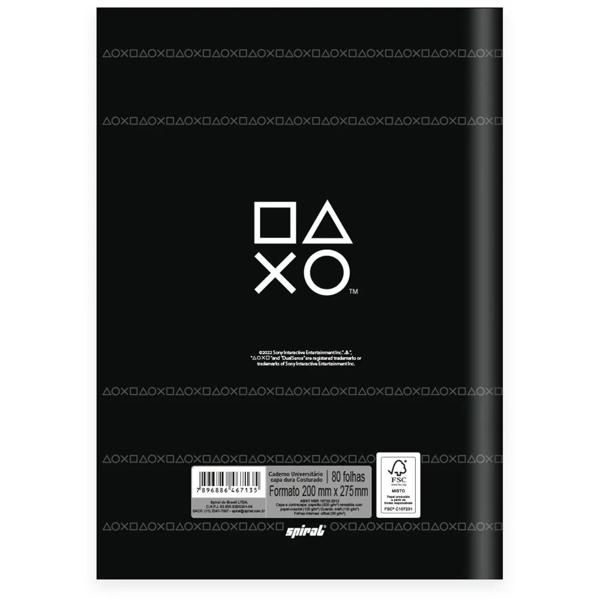 Caderno Universitário Capa Dura Brochura Costurado 80 Folhas, Playstation, 2367135, Spiral Ps - PT 1 UN