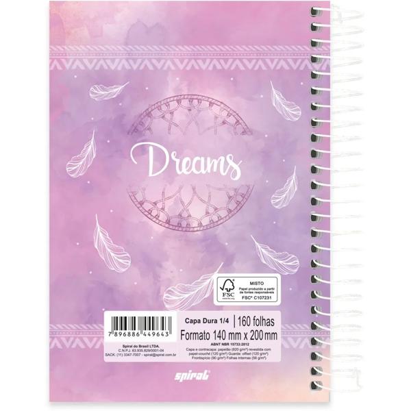 Caderno 1/4 capa dura espiral 160 folhas Dreams, Spiral, 2349643 - PT 1 UN