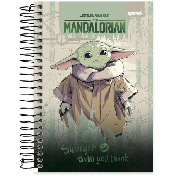 Caderno 1/4 capa dura espiral 80 folhas Star War The Mandalorian, Spiral,2373853 - PT 1 UN