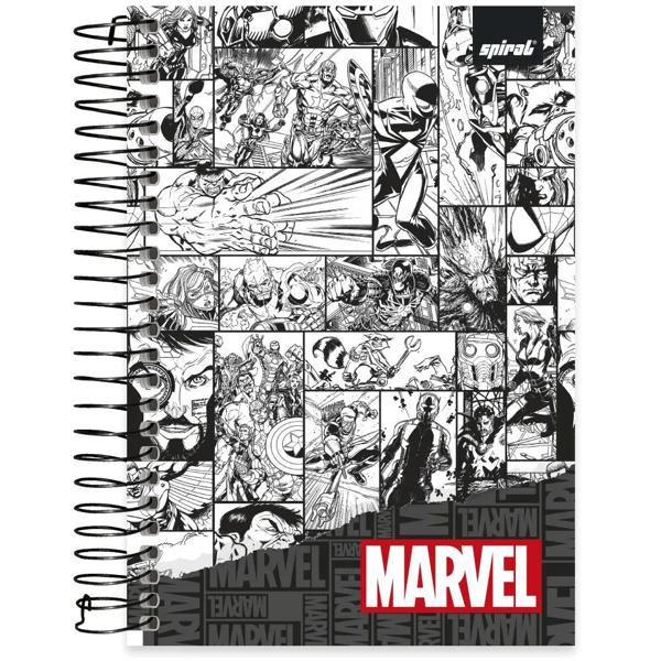 Caderno 1/4 capa dura espiral 80 folhas Marvel Red Brick, Spiral, 2334960- PT 1 UN