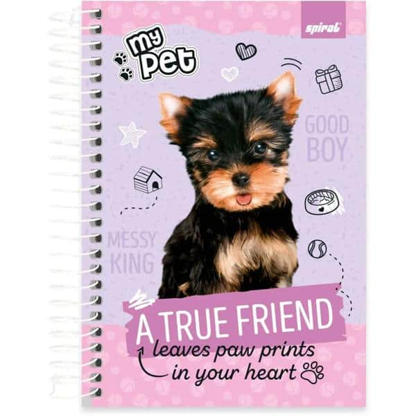 Caderno 1/4 capa dura espiral 160 folhas My Pet Yorkshire, Spiral, 2349681- PT 1 UN