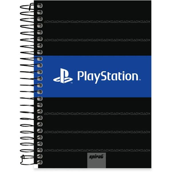 Caderno 1/4 capa dura espiral 80 folhas Playstation, Spiral, 2369467 - PT 1 UN