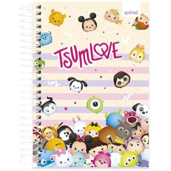 Caderno 1/4 capa dura espiral 80 folhas Disney Tsum Tsum, Spiral, 2334601- PT 1 UN