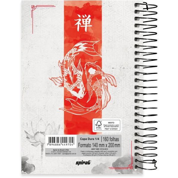 Caderno 1/4 capa dura espiral 160 folhas Zen Carpa, Spiral, 2349704 - PT 1 UN