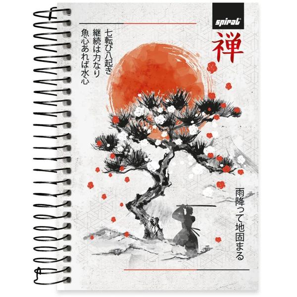 Caderno 1/4 capa dura espiral 80 folhas Zen Samurai, Spiral, 2370678 - PT 1 UN