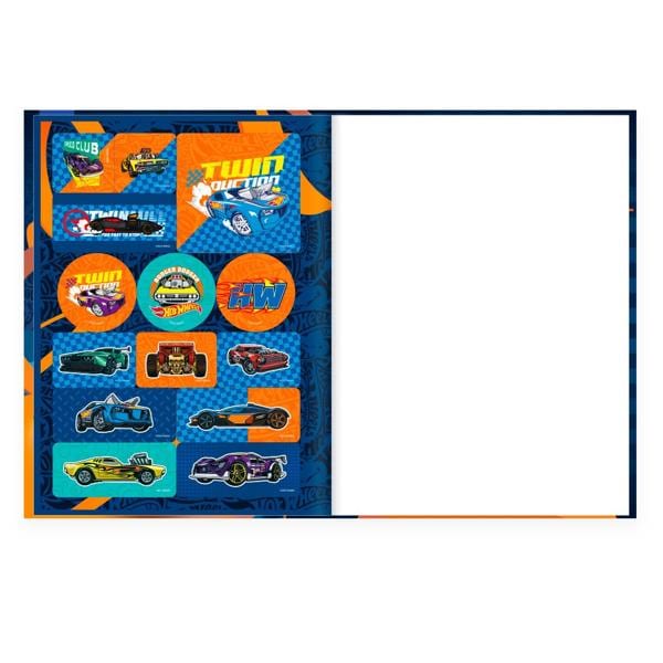 Caderno Universitário Capa Dura Brochura Costurado 80 Folhas, Hot Wheels Mattel Spiral - PT 1 UN