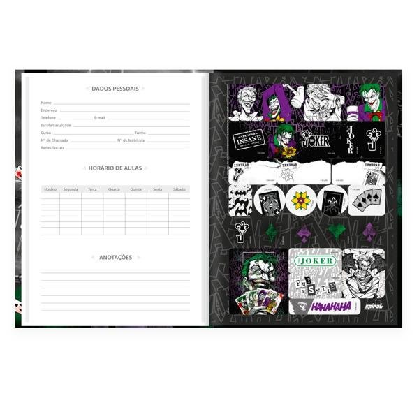 Caderno Universitário Capa Dura Brochura Costurado 80 Folhas, Warner Joker - Coringa Spiral - PT 1 UN