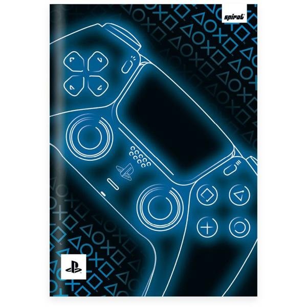 Caderno Universitário Capa Dura Brochura Costurado 80 Folhas, Playstation Spiral - PT 1 UN
