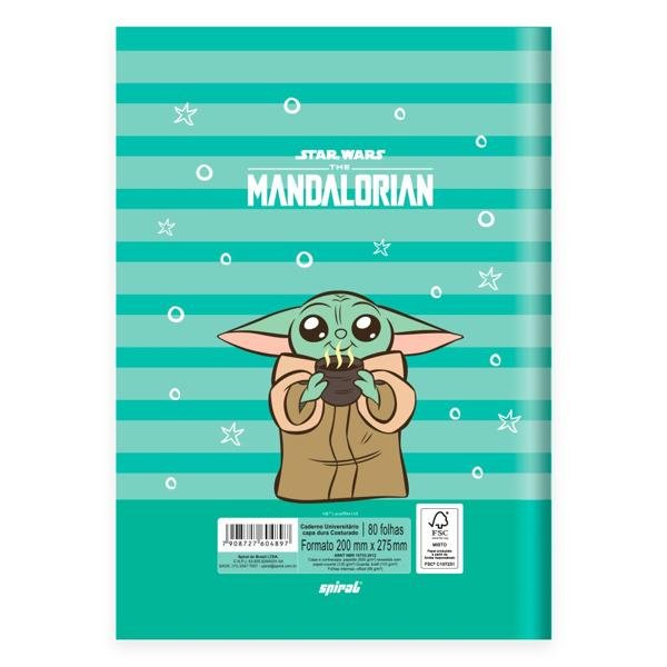 Caderno Universitário Capa Dura Brochura Costurado 80 Folhas, The Mandalorian - Star Wars Spiral - PT 1 UN