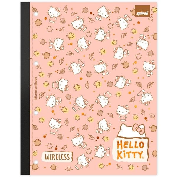 Caderno Universitário Wireless com Folhas Coladas 1X1 80 Folhas Hello Kitty Spiral - PT 1 UN