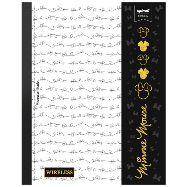 Caderno Universitário Wireless com Folhas Coladas 1X1 80 Folhas Disney Minnie PB Spiral - PT 1 UN