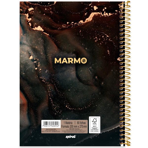 Caderno Universitário Capa Dura 1X1 80 Folhas Marmo Spiral - PT 1 UN