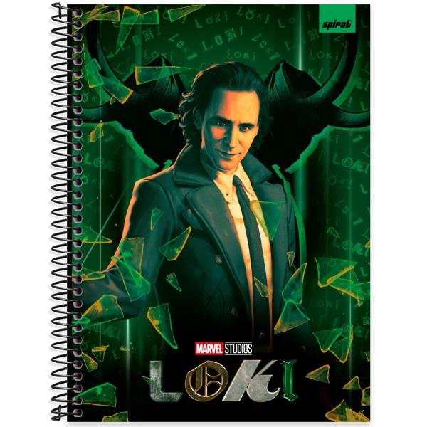 Caderno Universitário Capa Dura 1X1 80 Folhas Marvel Loki Spiral - PT 1 UN