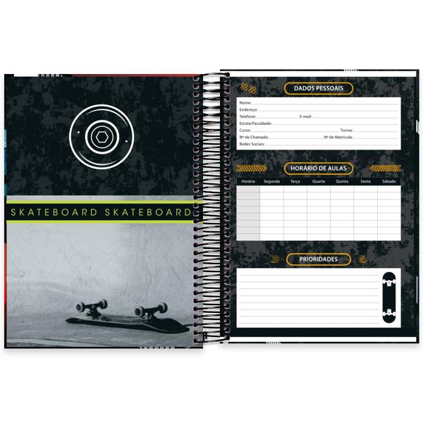 Caderno Universitário Capa Dura 10X1 160 Folhas Cold Skate Spiral - PT 1 UN