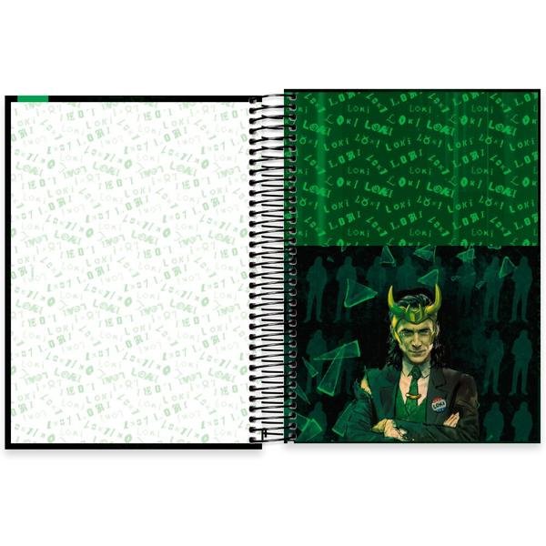 Caderno Universitário Capa Dura 10X1 160 Folhas Marvel Loki Spiral - PT 1 UN