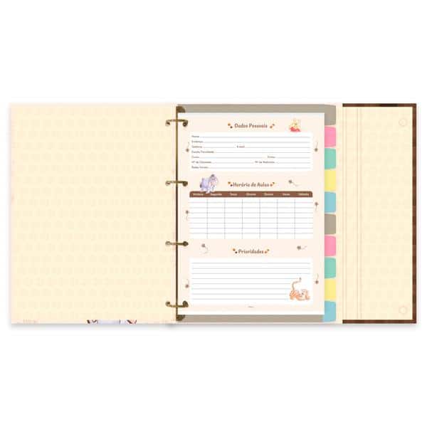 Caderno Universitário Argolado Capa Dura com imã, 10 x 1, 160 Folhas, Ursinho Pooh, 2636997, Spiral Pooh - PT 1 UN