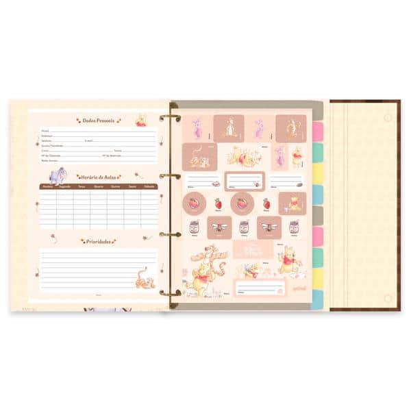 Caderno Universitário Argolado Capa Dura com imã, 10 x 1, 160 Folhas, Ursinho Pooh, 2636997, Spiral Pooh - PT 1 UN