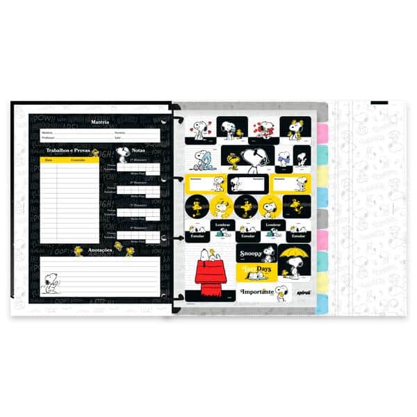 Caderno Universitário Argolado Capa Dura, 10 x 1, 160 Folhas, Snoopy, PT 1 UN