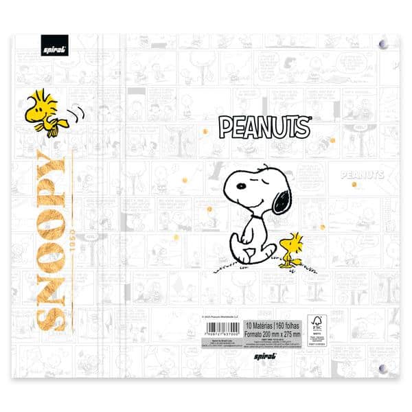 Caderno Universitário Argolado Capa Dura, 10 x 1, 160 Folhas, Snoopy, PT 1 UN