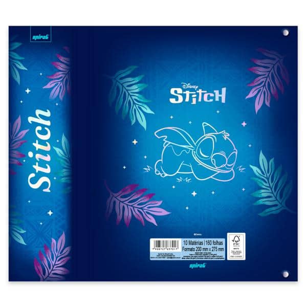 Caderno Universitário Argolado com Imã, Capa Dura, 10 x 1, 160 folhas, Stitch, 2637017, Spiral Ds - PT 1 UN Caderno Universitário Argolado com Imã, Capa Dura, 10 x 1, 160 folhas, Stitch, 2637017, Spiral Ds - PT 1 UN