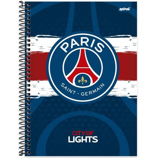 Caderno Universitário Capa Dura, 1 x 1, 80 Folhas, Paris Saint-Germain, 2513004, Spiral Psg - PT 1 UN