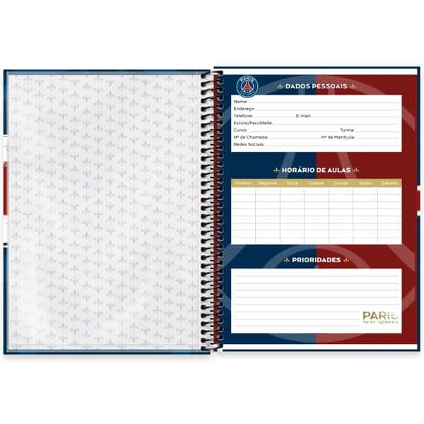 Caderno Universitário Capa Dura, 1 x 1, 80 Folhas, Paris Saint-Germain, 2513004, Spiral Psg - PT 1 UN