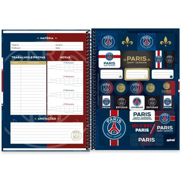 Caderno Universitário Capa Dura, 1 x 1, 80 Folhas, Paris Saint-Germain, 2513004, Spiral Psg - PT 1 UN