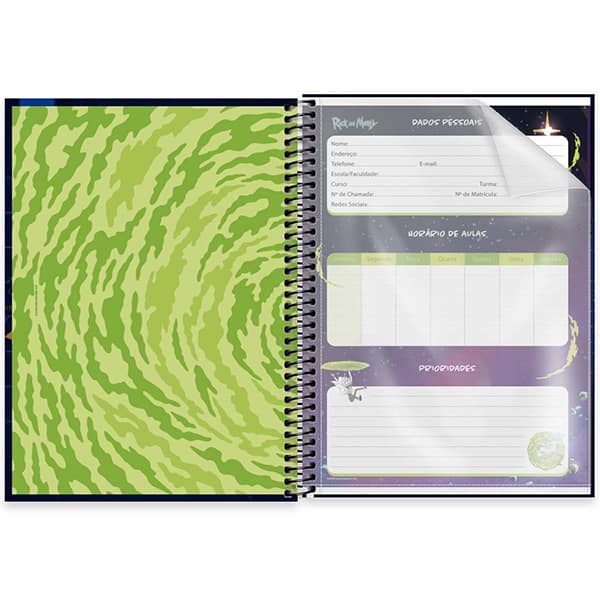 Caderno Universitário Capa Dura, 1 x 1, 80 Folhas, Rick e Morty, 2513394, Spiral Rem - PT 1 UN