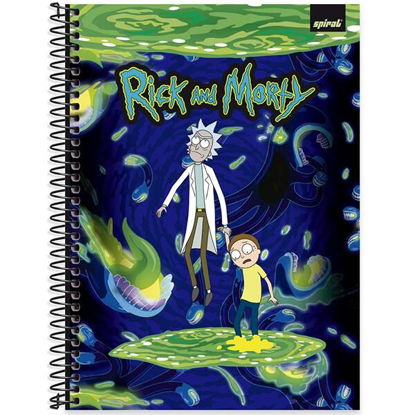 Caderno Universitário Capa Dura, 1 x 1, 80 Folhas, Rick e Morty, 2513400, Spiral Rem - PT 1 UN