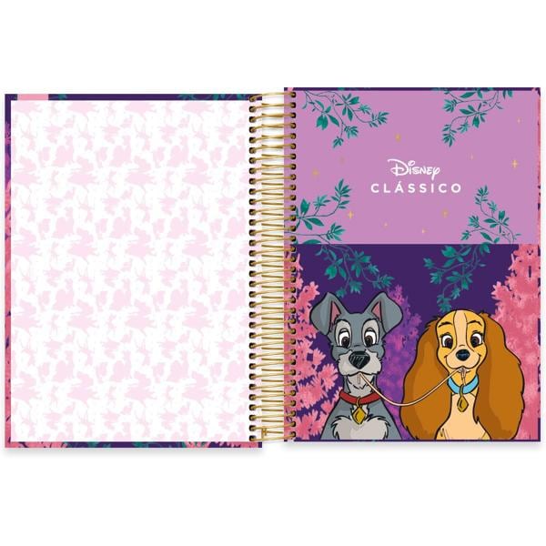 Caderno universitário capa dura, 10x1, 160 folhas, A Dama e o Vagabundo, Disney Clássicos, 2385177, Spiral Cld PT 1 UN