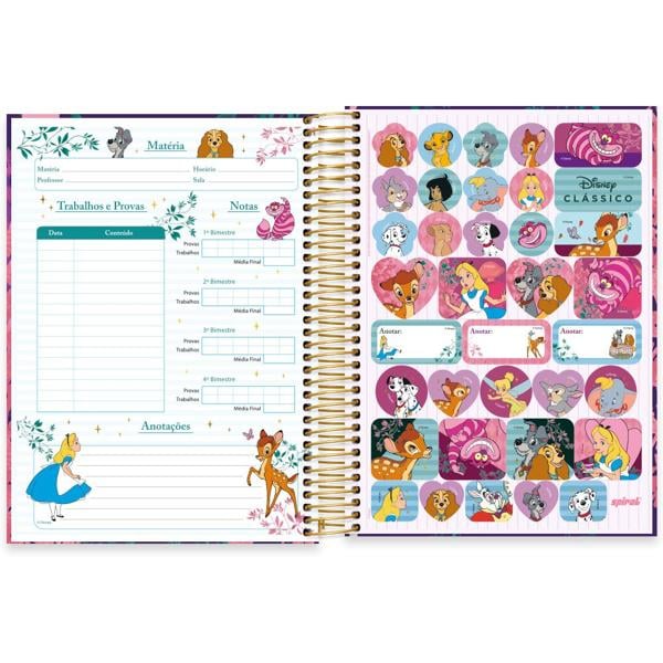 Caderno universitário capa dura, 10x1, 160 folhas, A Dama e o Vagabundo, Disney Clássicos, 2385177, Spiral Cld PT 1 UN