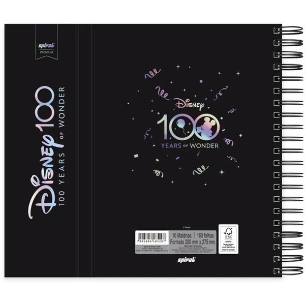 Caderno universitário capa dura, 10x1, 160 folhas, Disney 100 Anos Premium, 2385207, Spiral 100 - PT 1 UN