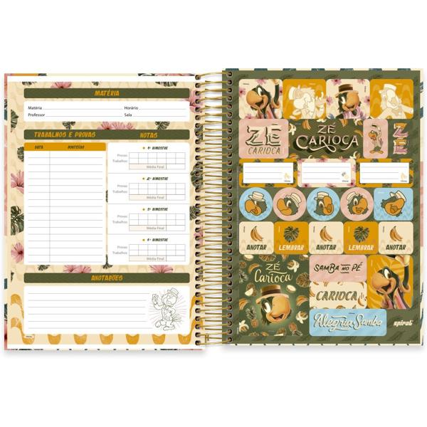 Caderno universitário capa dura, 10x1, 160 folhas, Zé Carioca, 2385283, Spiral Ze - PT 1 UN