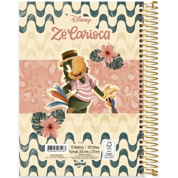 Caderno universitário capa dura, 10x1, 160 folhas, Zé Carioca, 2385283, Spiral Ze - PT 1 UN